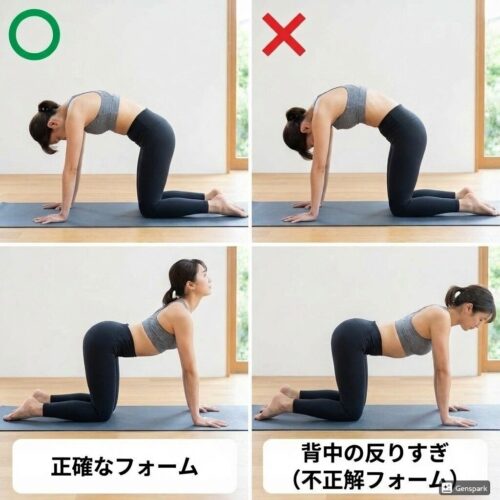 キャット&カウのポーズのOK、NG例を画像で説明