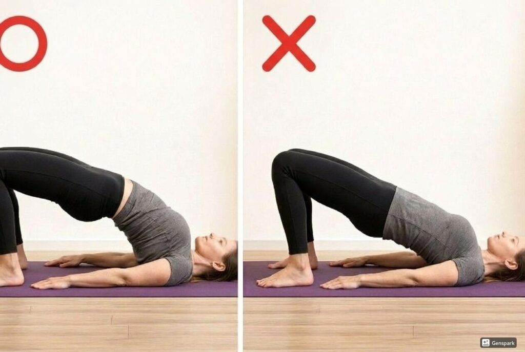 ヨガのブリッジポーズのOKとNG例を画像で比較