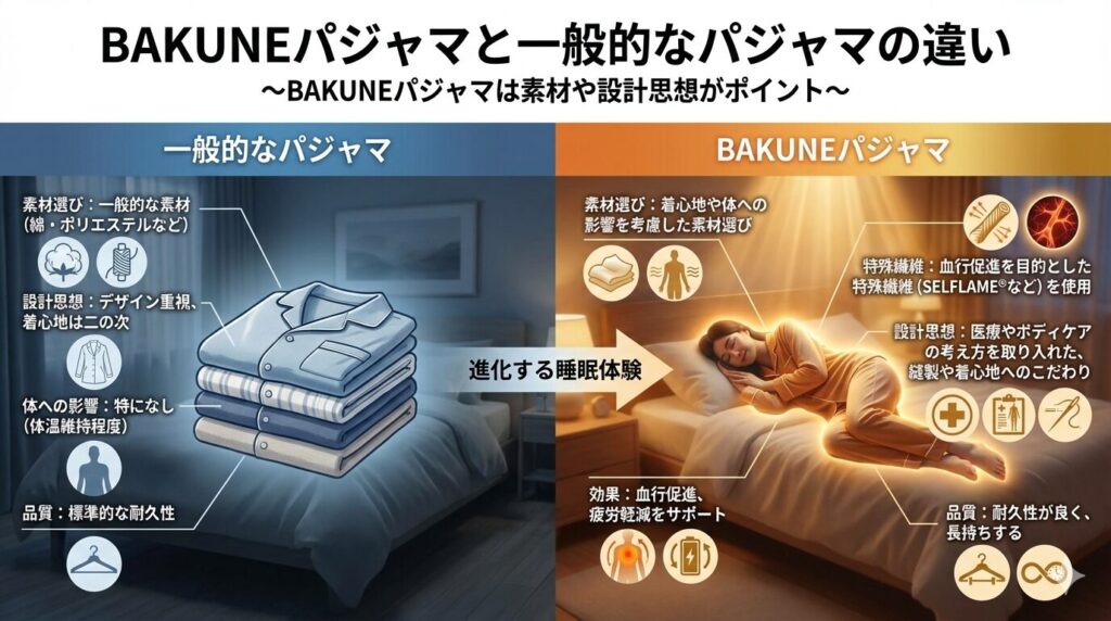 BAKUNEバクネパジャマは本当に高いのか。一般的なパジャマとの比較をご紹介